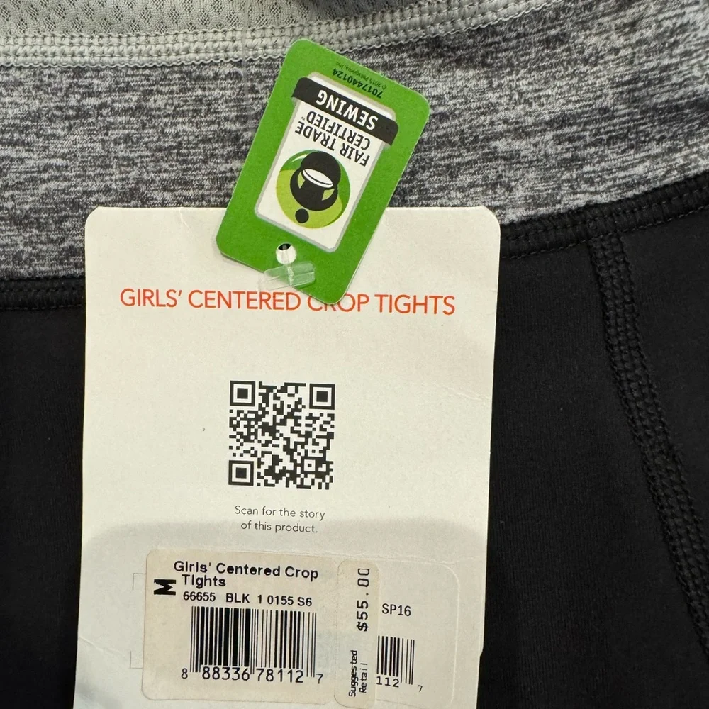 Patagonia Girls Centered Crop Leggings Black Size M NWT